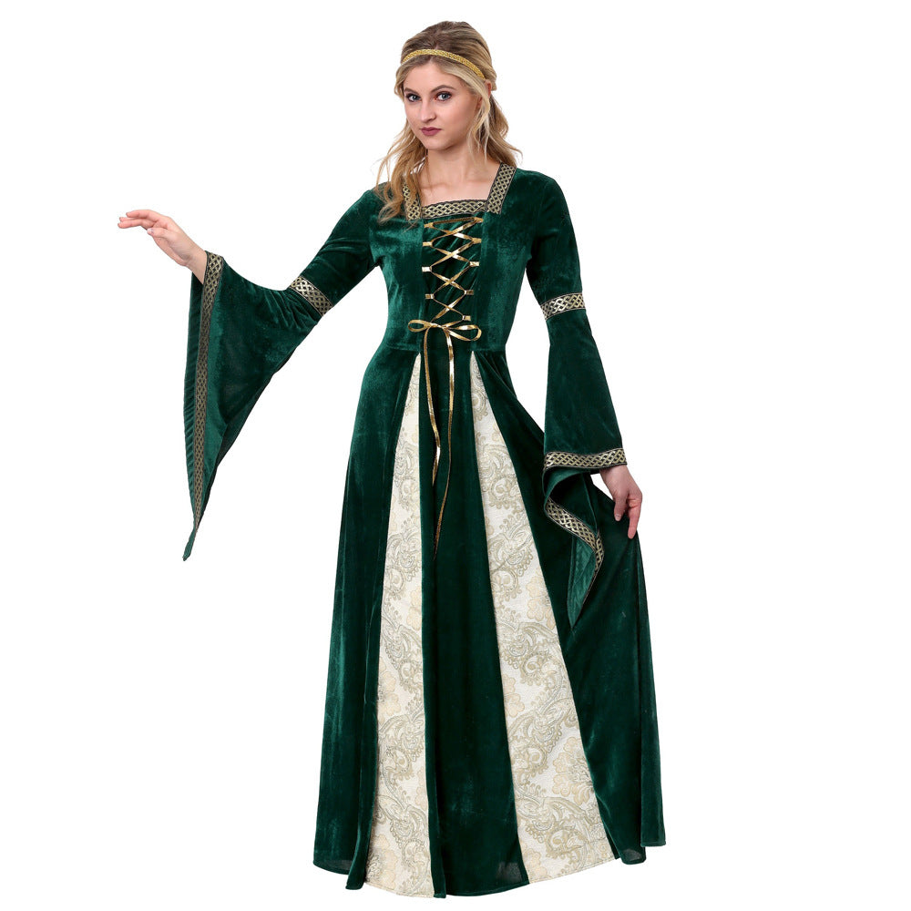 Damen Halloween Kostümkleid – Traditionell Königliches Maxi Kleid