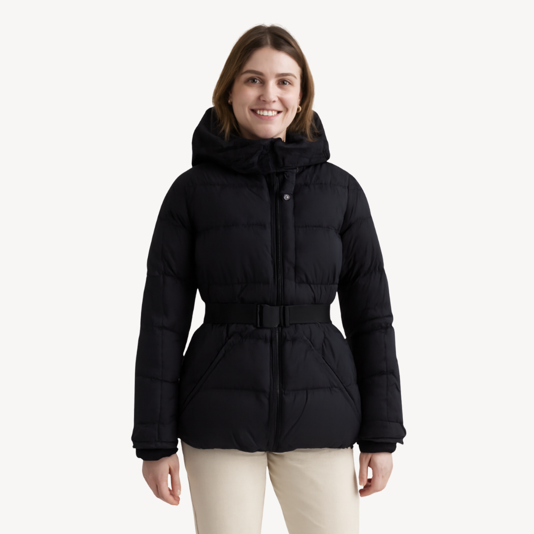 Damen Pufferjacke mit Gürtel – Warme Steppjacke für Winter