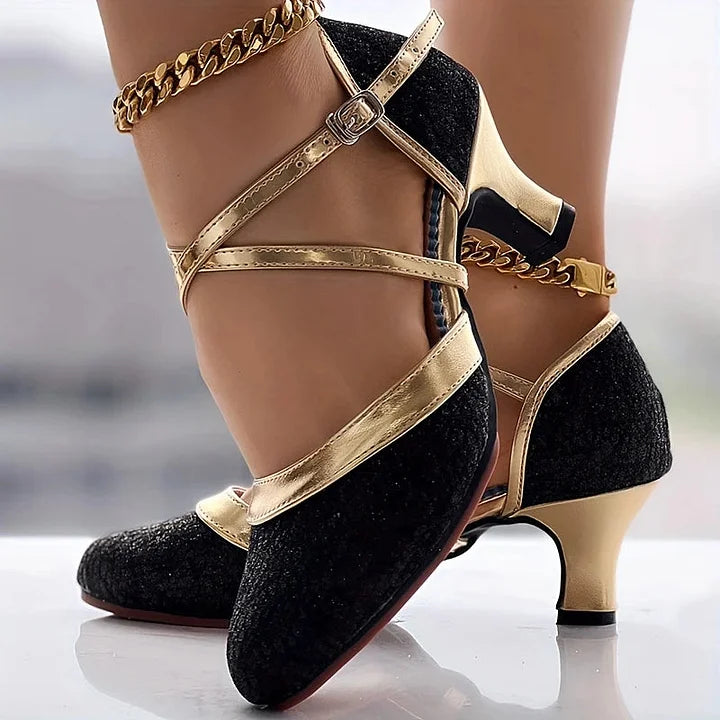 Sandali Donna Eleganti con Tacco Largo e Fibbia