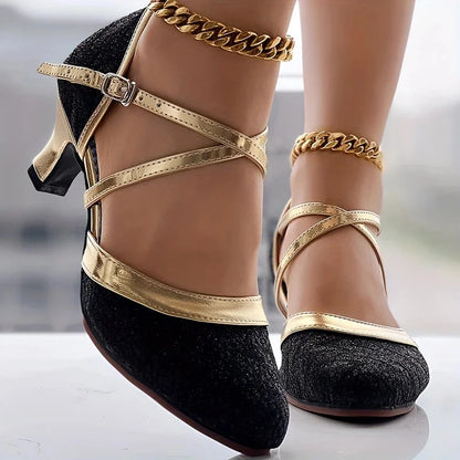 Sandali Donna Eleganti con Tacco Largo e Fibbia