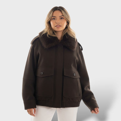 Cappotto Donna Invernale | Collo Removibile, Zip e Tasche