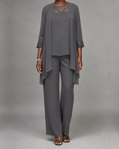 Completo da cerimonia ricamato tre pezzi con pantalone dritto