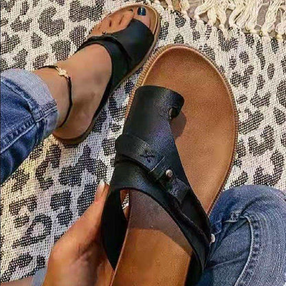 Sandali Donna Comodi Piatti Slip-On a Fascia Larga