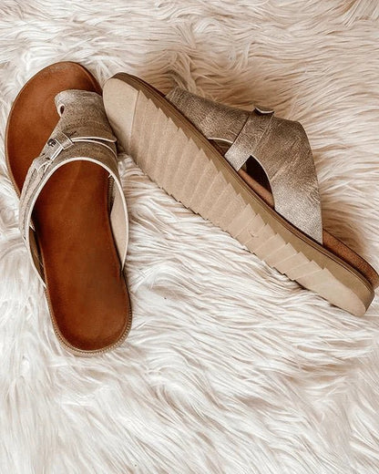 Sandali Donna Comodi Piatti Slip-On a Fascia Larga
