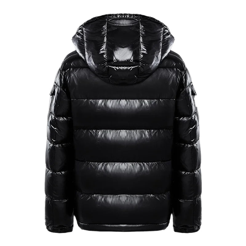 Herren Pufferjacke Glänzend – Wasserdichte Winterjacke mit Kapuze