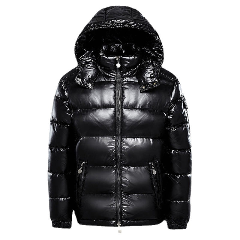 Herren Pufferjacke Glänzend – Wasserdichte Winterjacke mit Kapuze