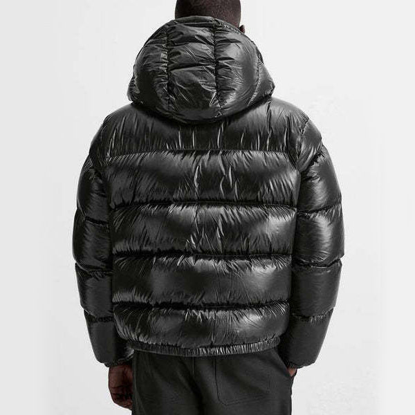Herren Pufferjacke Schwarz – Warme Daunenjacke mit Kapuze für Winter
