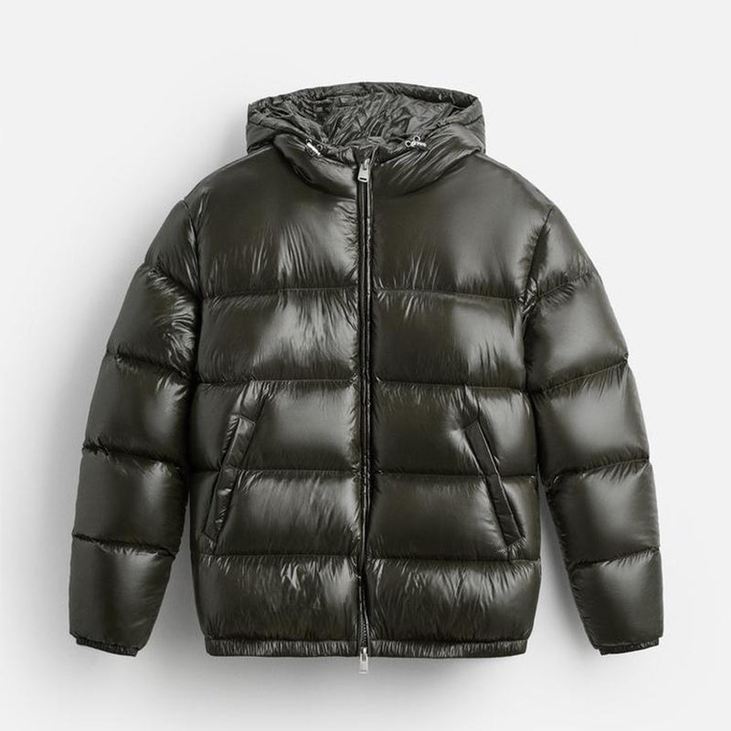 Herren Pufferjacke Schwarz – Warme Daunenjacke mit Kapuze für Winter