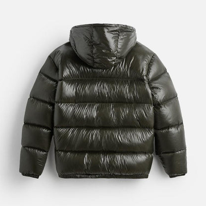 Herren Pufferjacke Schwarz – Warme Daunenjacke mit Kapuze für Winter