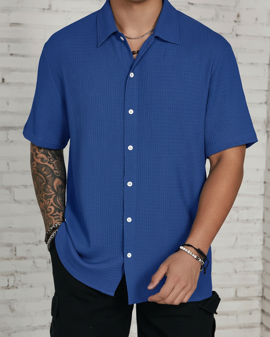 Camicia Classica Uomo a Manica Corta con Bottoni