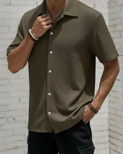 Camicia Classica Uomo a Manica Corta con Bottoni