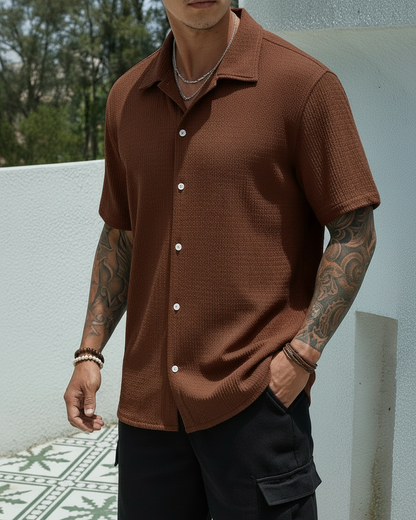 Camicia Classica Uomo a Manica Corta con Bottoni