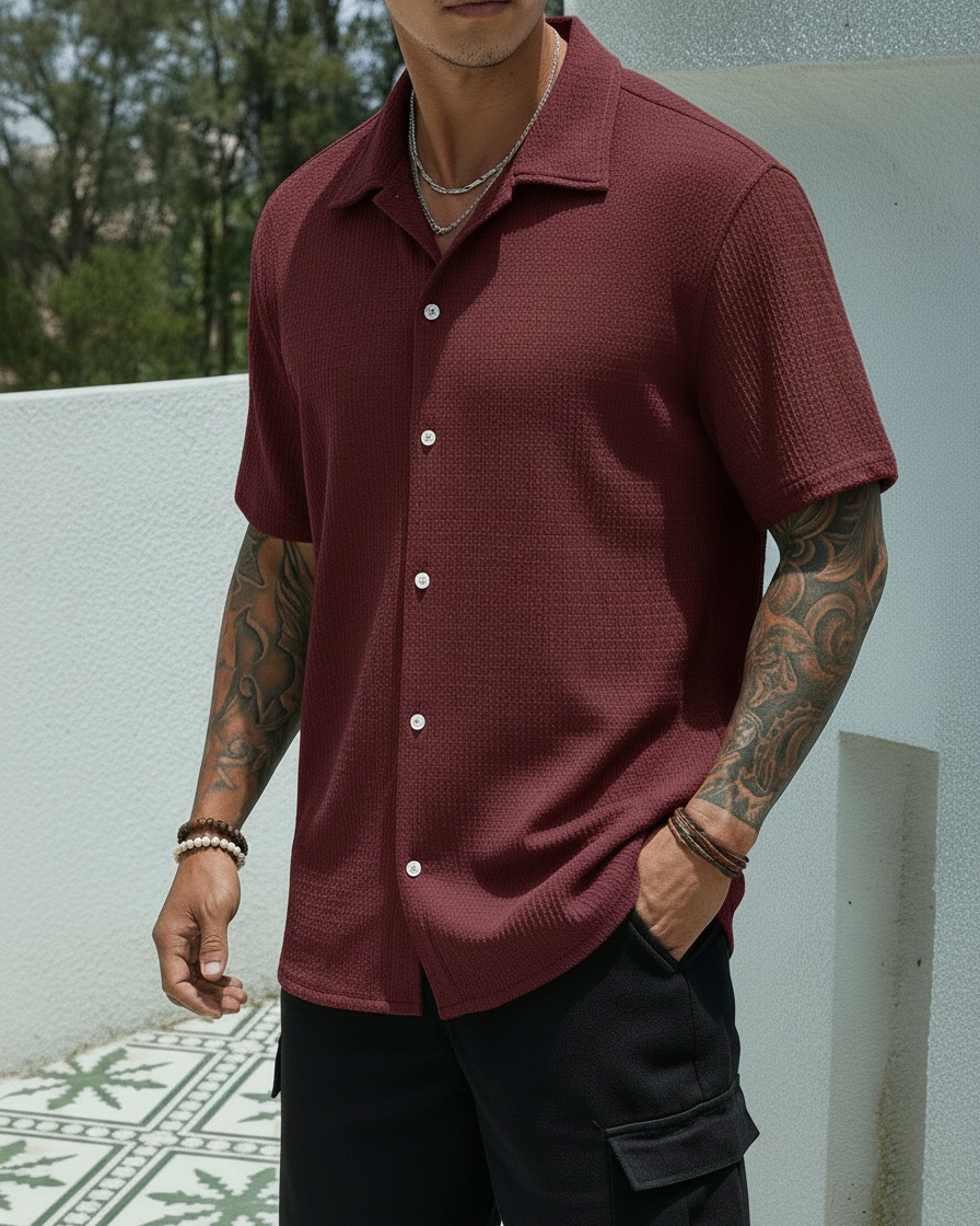 Camicia Classica Uomo a Manica Corta con Bottoni