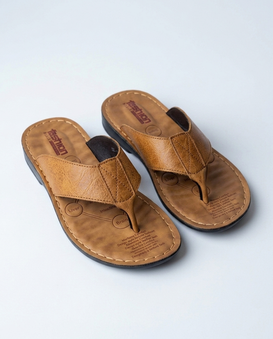 Light Brown Men's Summer Flip Flop Sandals Wide Toe Post — Lino Conti