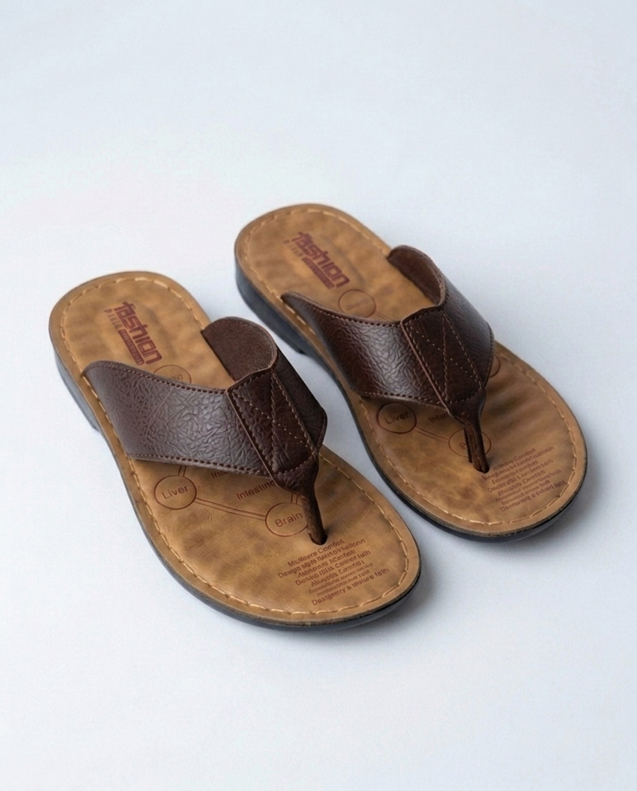 Light Brown Men's Summer Flip Flop Sandals Wide Toe Post — Lino Conti