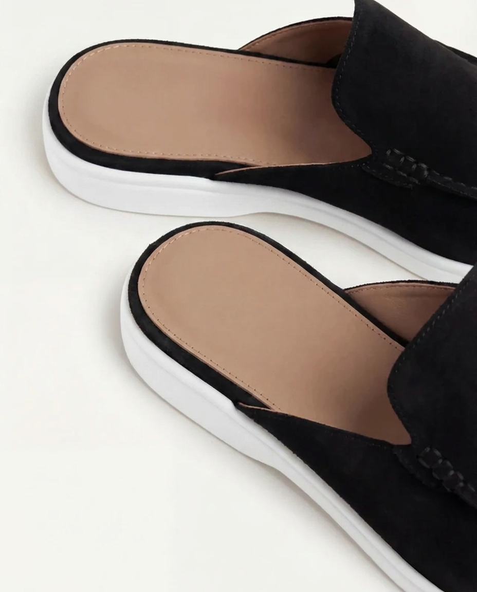 Yacht | Mule Uomo in Camoscio Nero con Tallone Aperto