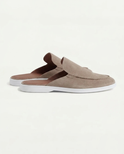 Yacht | Mule Uomo in Camoscio Beige con Tallone Aperto