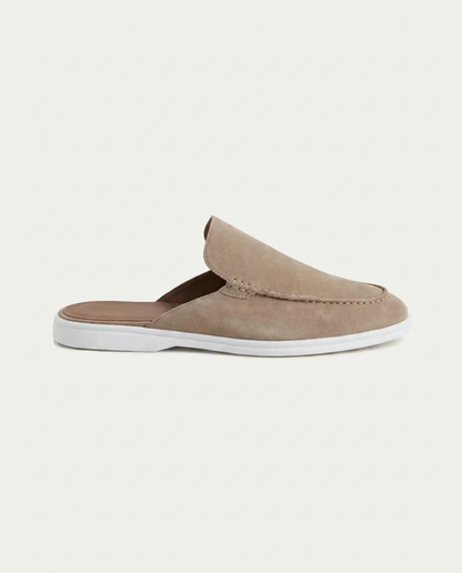 Yacht | Mule Uomo in Camoscio Beige con Tallone Aperto