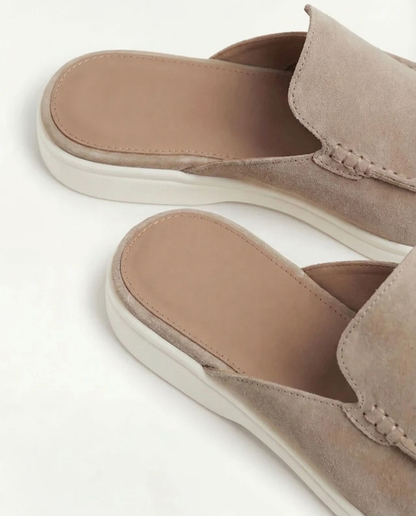 Yacht | Mule Uomo in Camoscio Beige con Tallone Aperto