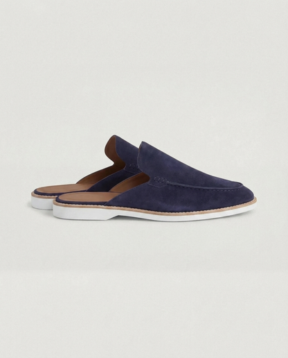 Mule uomo Yacht in camoscio blu navy | Slip-on elegante