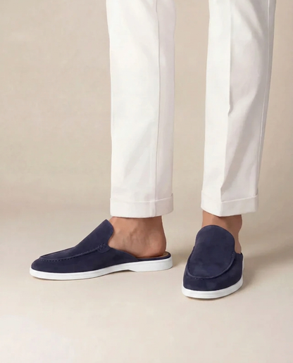 Mule uomo Yacht in camoscio blu navy | Slip-on elegante