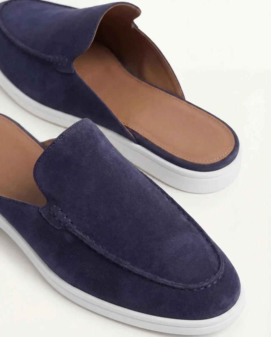 Mule uomo Yacht in camoscio blu navy | Slip-on elegante