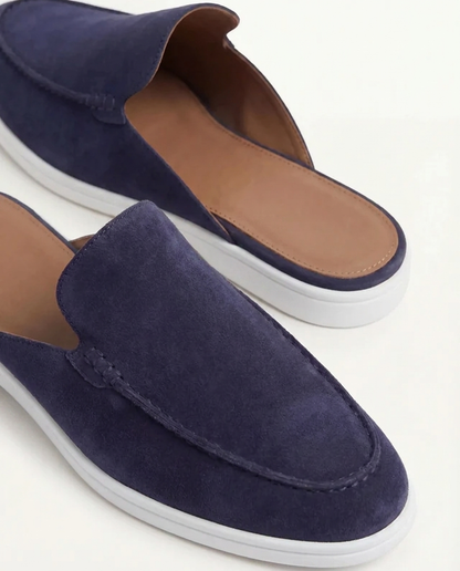 Mule uomo Yacht in camoscio blu navy | Slip-on elegante