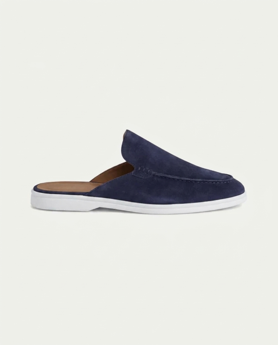 Mule uomo Yacht in camoscio blu navy | Slip-on elegante
