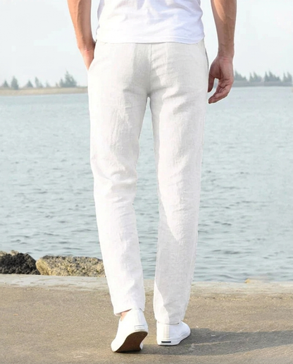 Pantaloni di Lino Uomo con Coulisse e Taglio Comodo