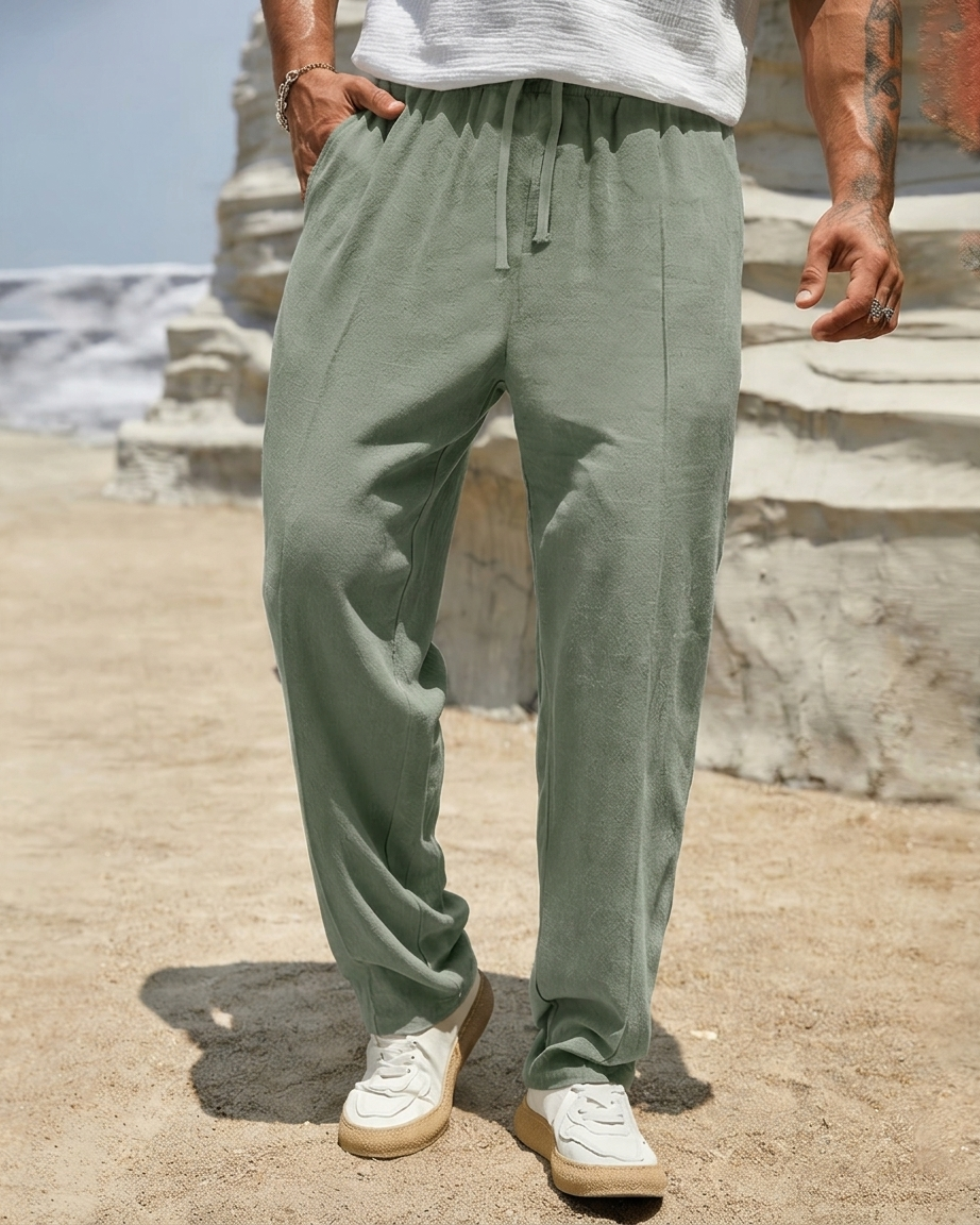 Pantaloni Estivi Uomo Traspiranti con Coulisse Taglio Rilassato