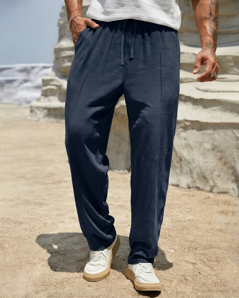 Pantaloni Estivi Uomo Traspiranti con Coulisse Taglio Rilassato