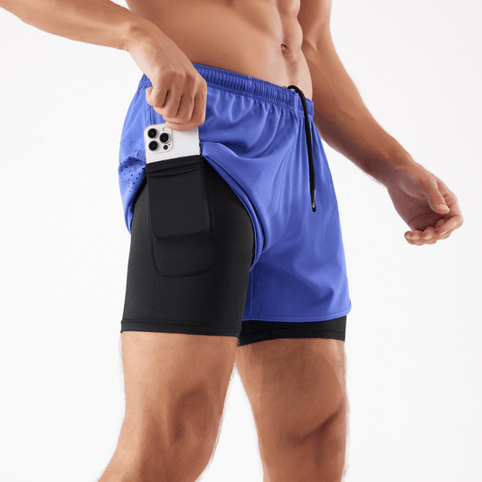 Pantaloncini Running Uomo 2 in 1 | Tasca Telefono e Coulisse