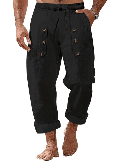 Pantaloni casual uomo con coulisse e tasche a patta