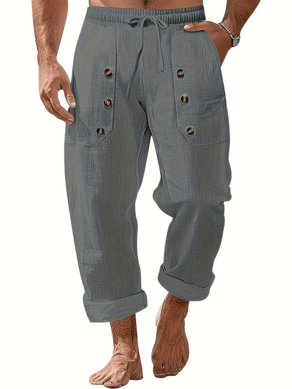 Pantaloni casual uomo con coulisse e tasche a patta