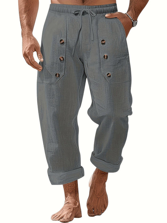 Pantaloni casual uomo con coulisse e tasche a patta