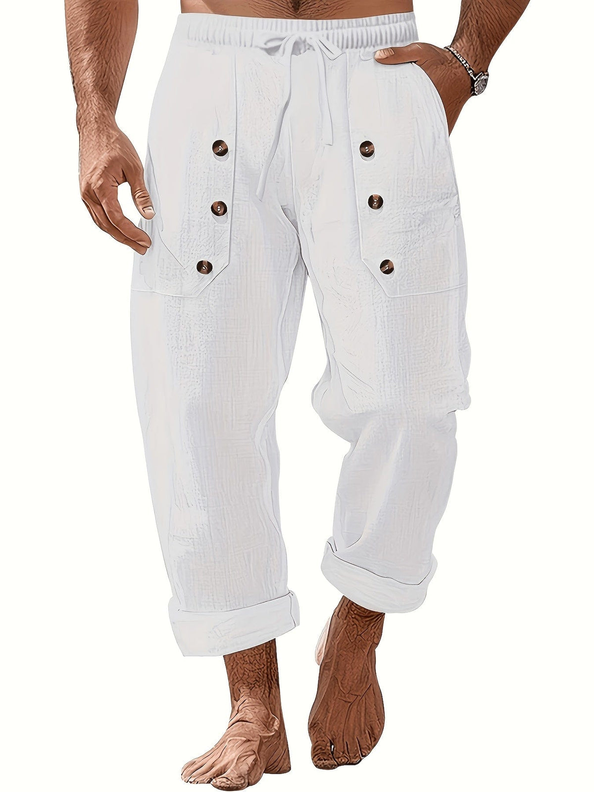 Pantaloni casual uomo con coulisse e tasche a patta