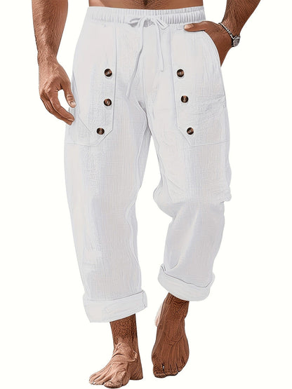 Pantaloni casual uomo con coulisse e tasche a patta