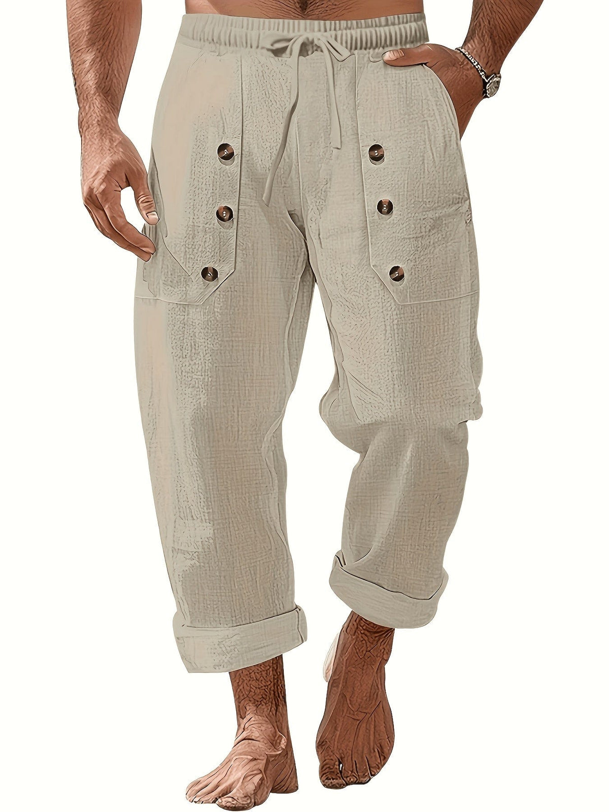 Pantaloni casual uomo con coulisse e tasche a patta