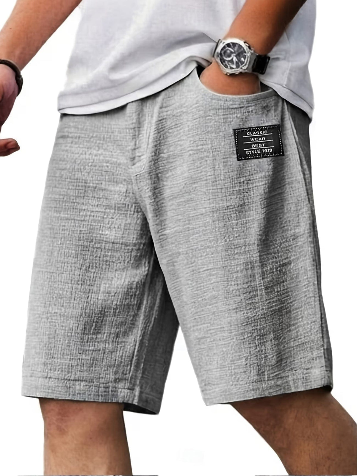 Pantaloncini Casual Uomo Testurizzati con Vita Elastica