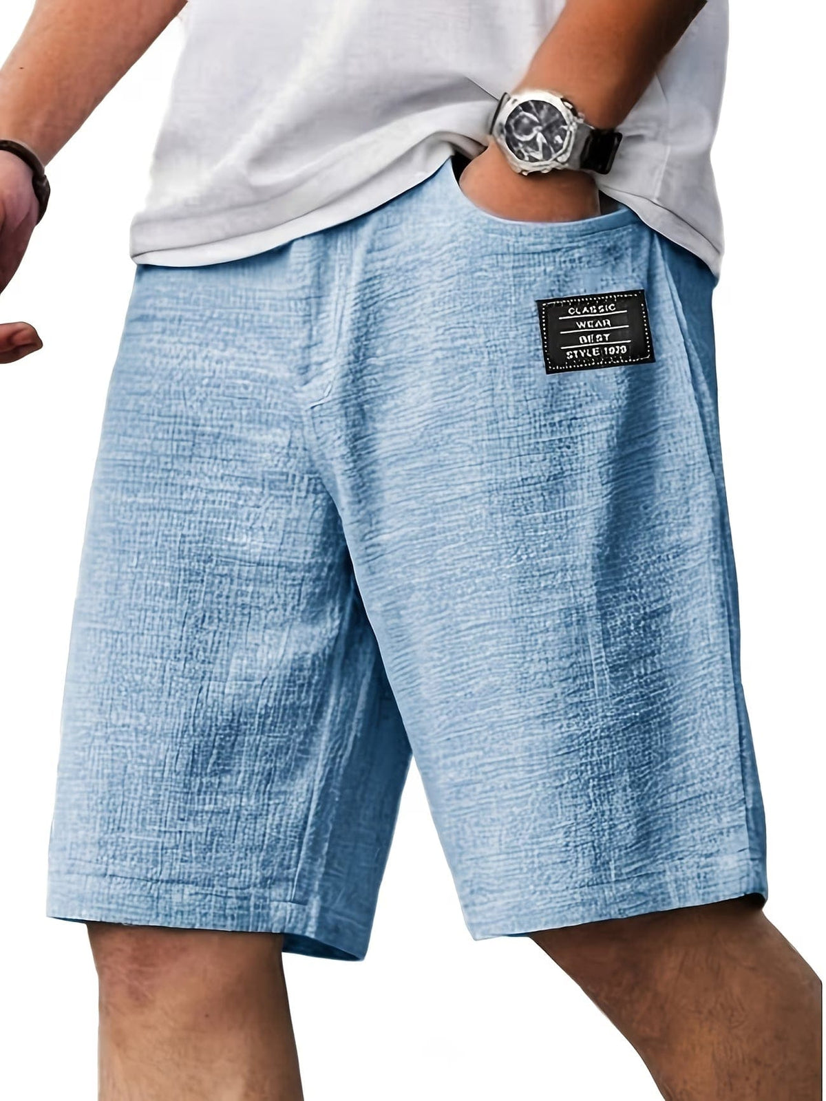 Pantaloncini Casual Uomo Testurizzati con Vita Elastica