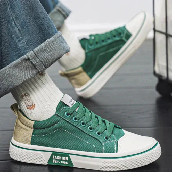 Sneakers in Tela Uomo con Lacci e Suola Ammortizzata