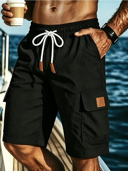 Bermuda cargo uomo con coulisse e tasche a patta