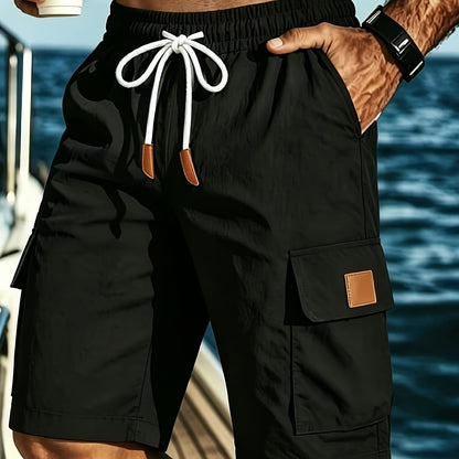 Bermuda cargo uomo con coulisse e tasche a patta