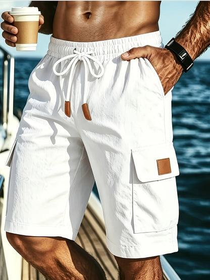 Bermuda cargo uomo con coulisse e tasche a patta