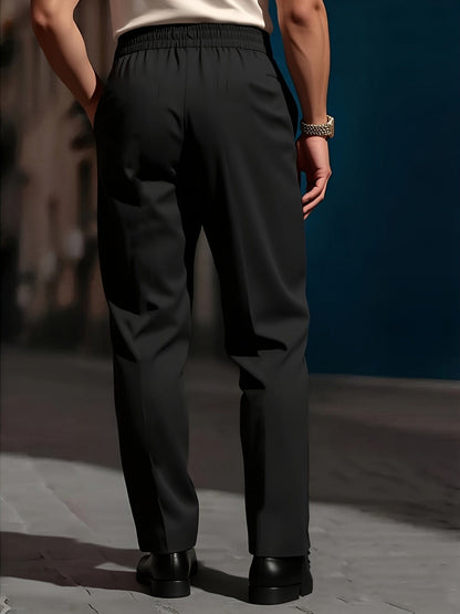 Pantaloni Uomo a Gamba Larga con Coulisse e Piega Frontale