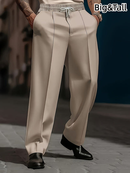 Pantaloni Uomo a Gamba Larga con Coulisse e Piega Frontale