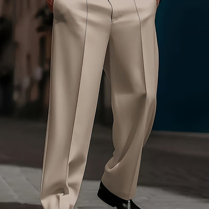 Pantaloni Uomo a Gamba Larga con Coulisse e Piega Frontale