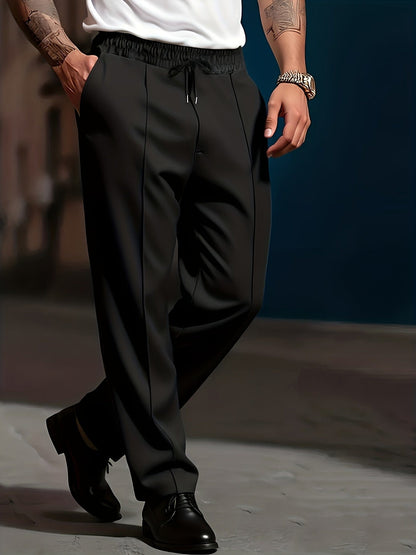 Pantaloni Uomo a Gamba Larga con Coulisse e Piega Frontale
