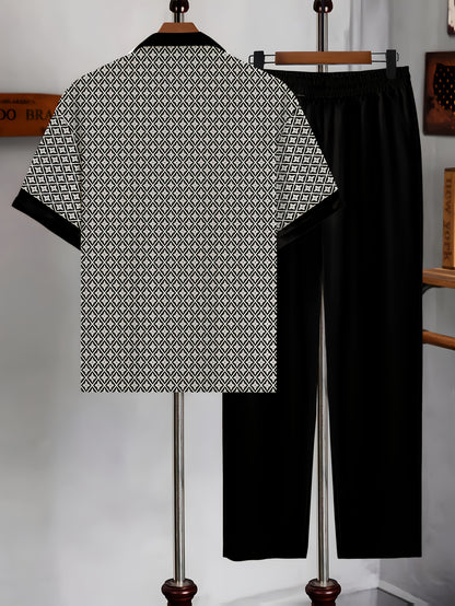 Completo Uomo Camicia e Pantaloni con Stampa Geometrica