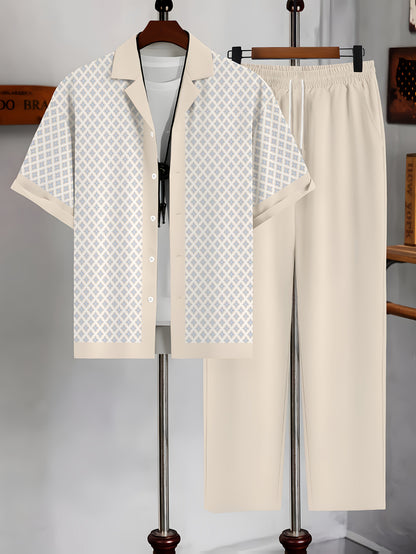 Completo Uomo Camicia e Pantaloni con Stampa Geometrica